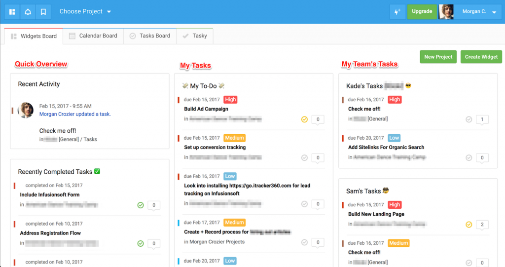 freedcamp dashboard widgets